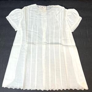 Vtg Infant Baby Dress Ivory Batiste Phillipines Hand Made Embroidered Pintucked